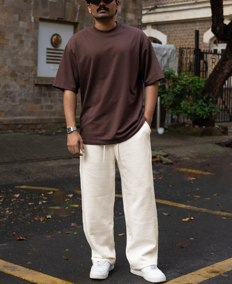 Cream Baggy Trackpant.