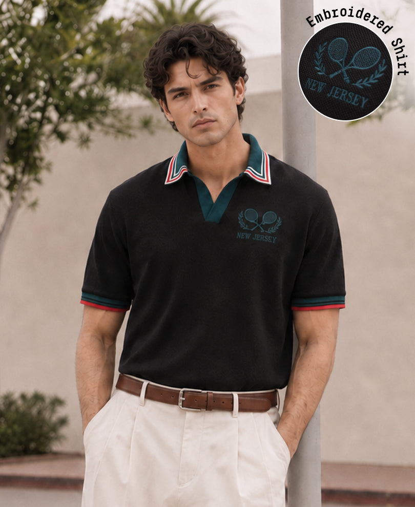 Black Knit Embroidered T-Shirt