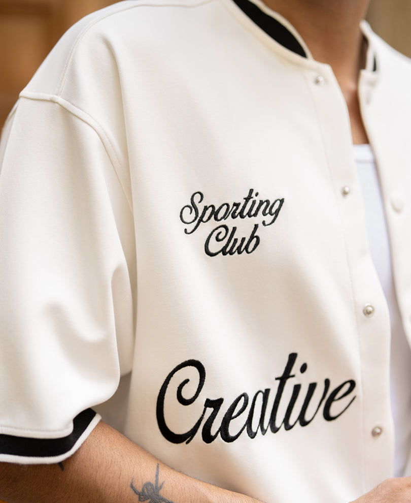 White Embroidered Knit Shirt
