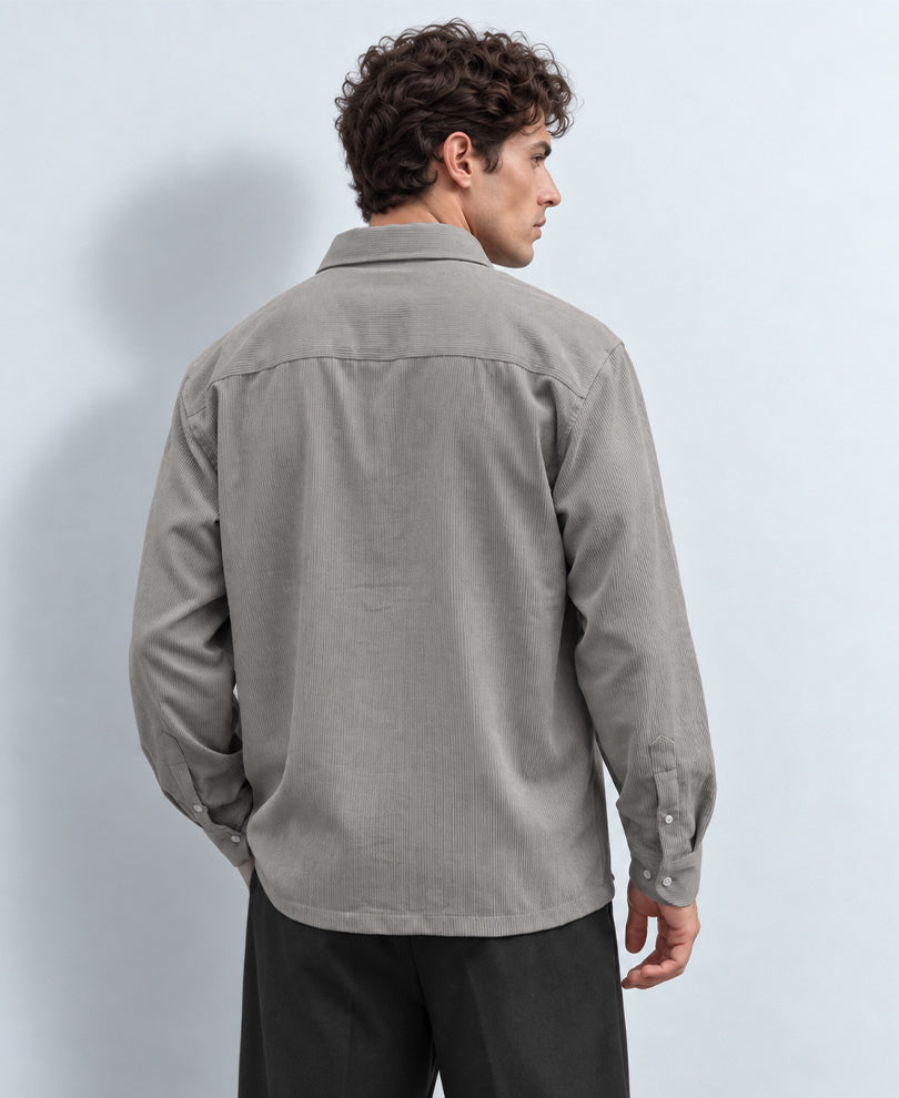 Grey Structured Printed Shirt