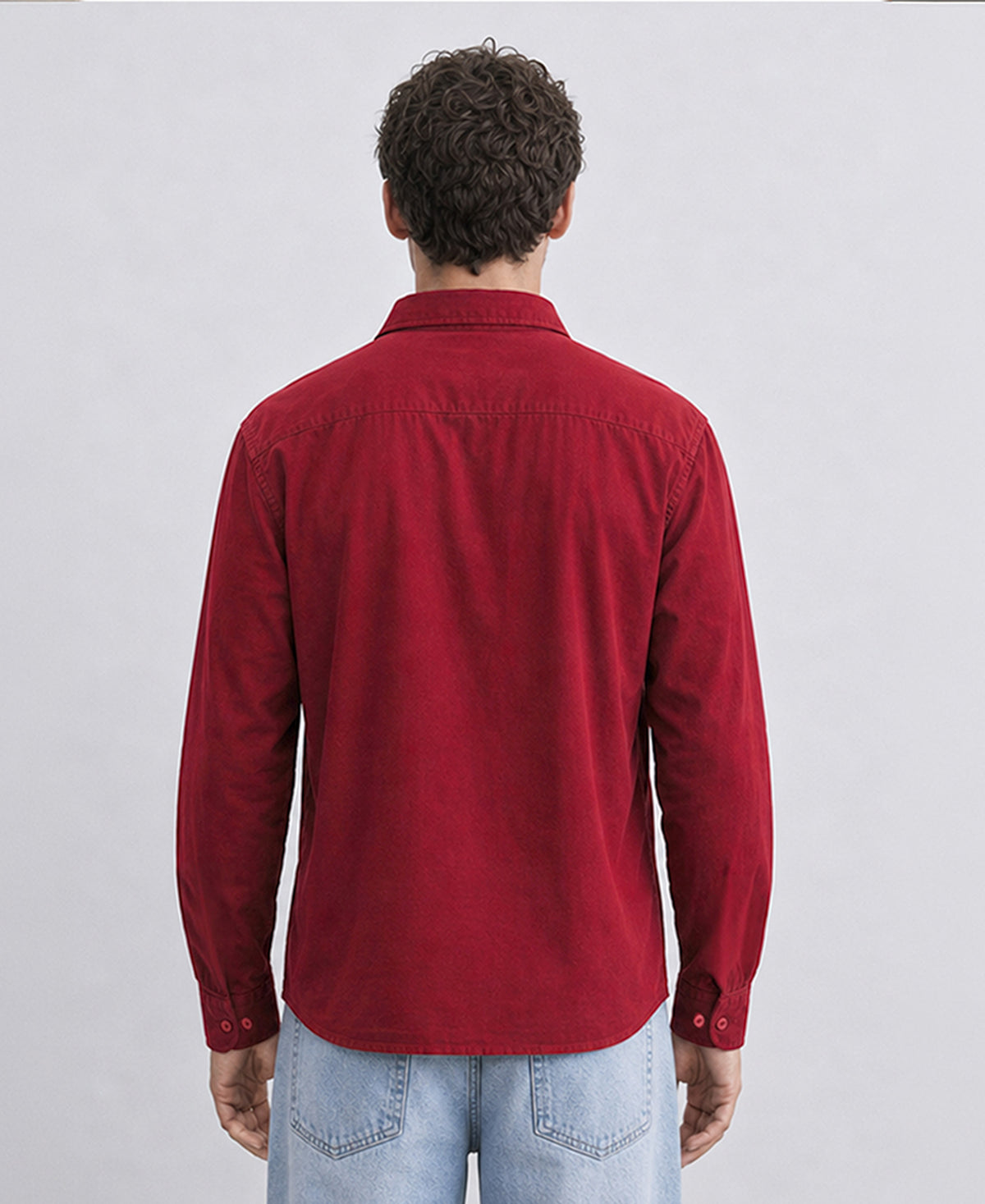 Red Structured Cotton Shirt
