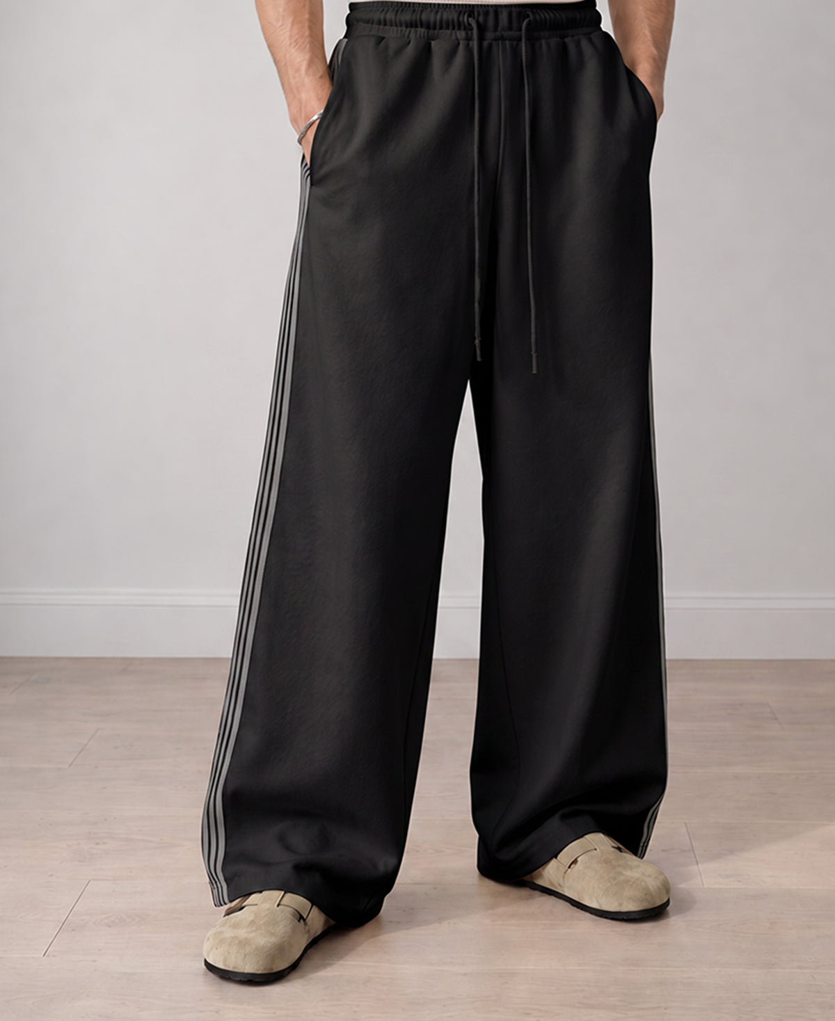 Black Tape Detail Baggy Trackpant