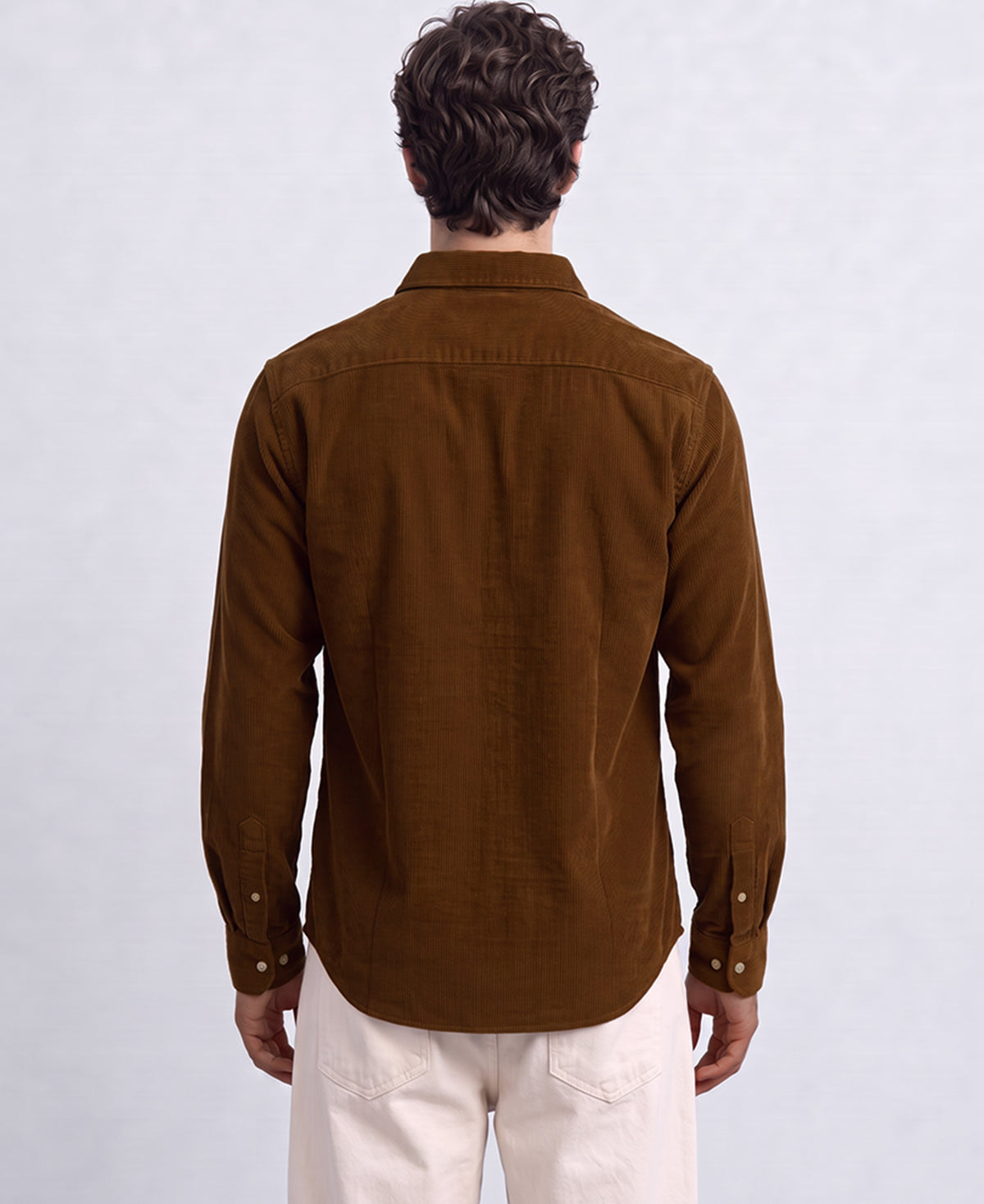 Tan Brown Corduroy Buttondown Shirt 100% Cotton