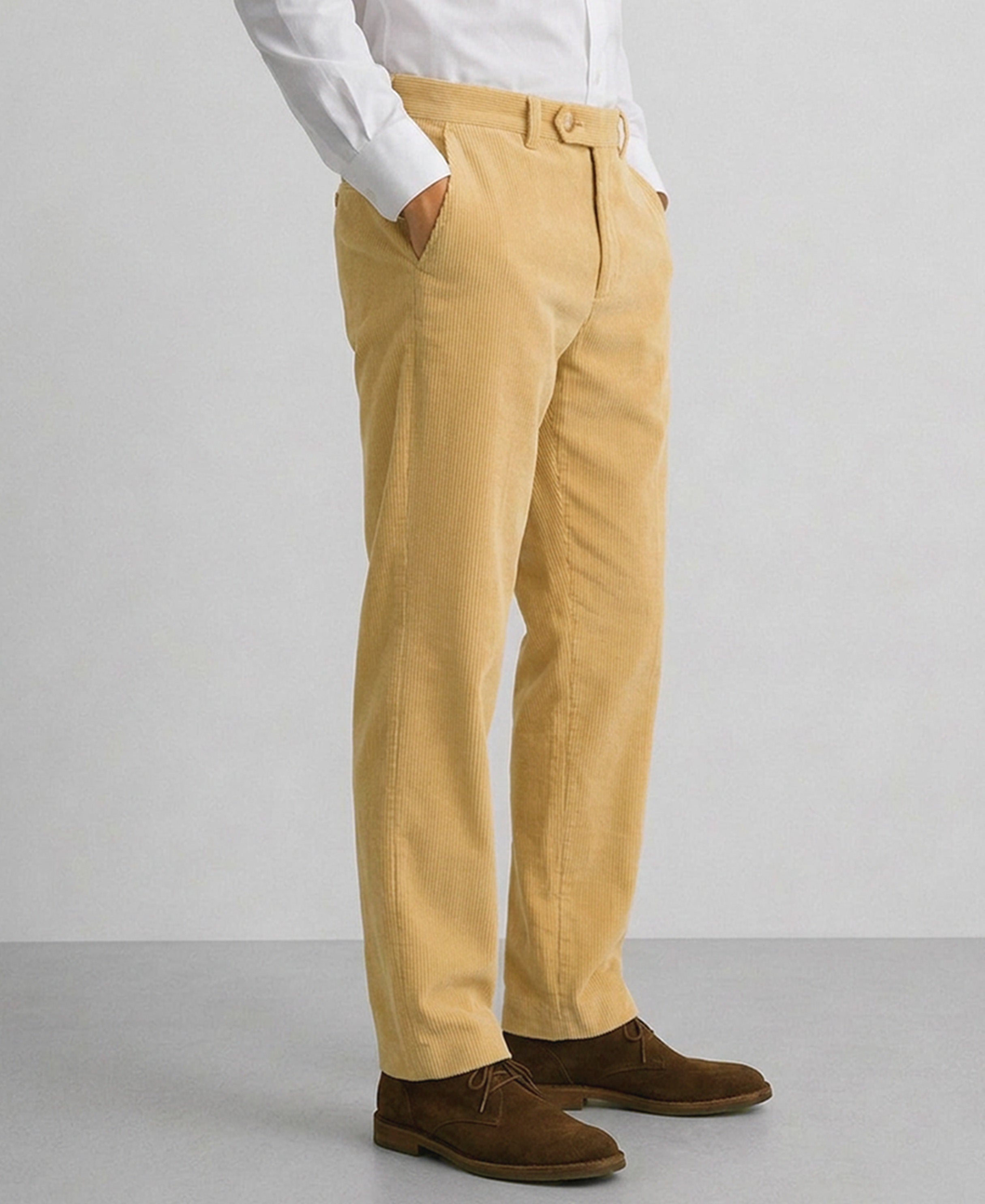 Cream Regular Fit Cotton Pants