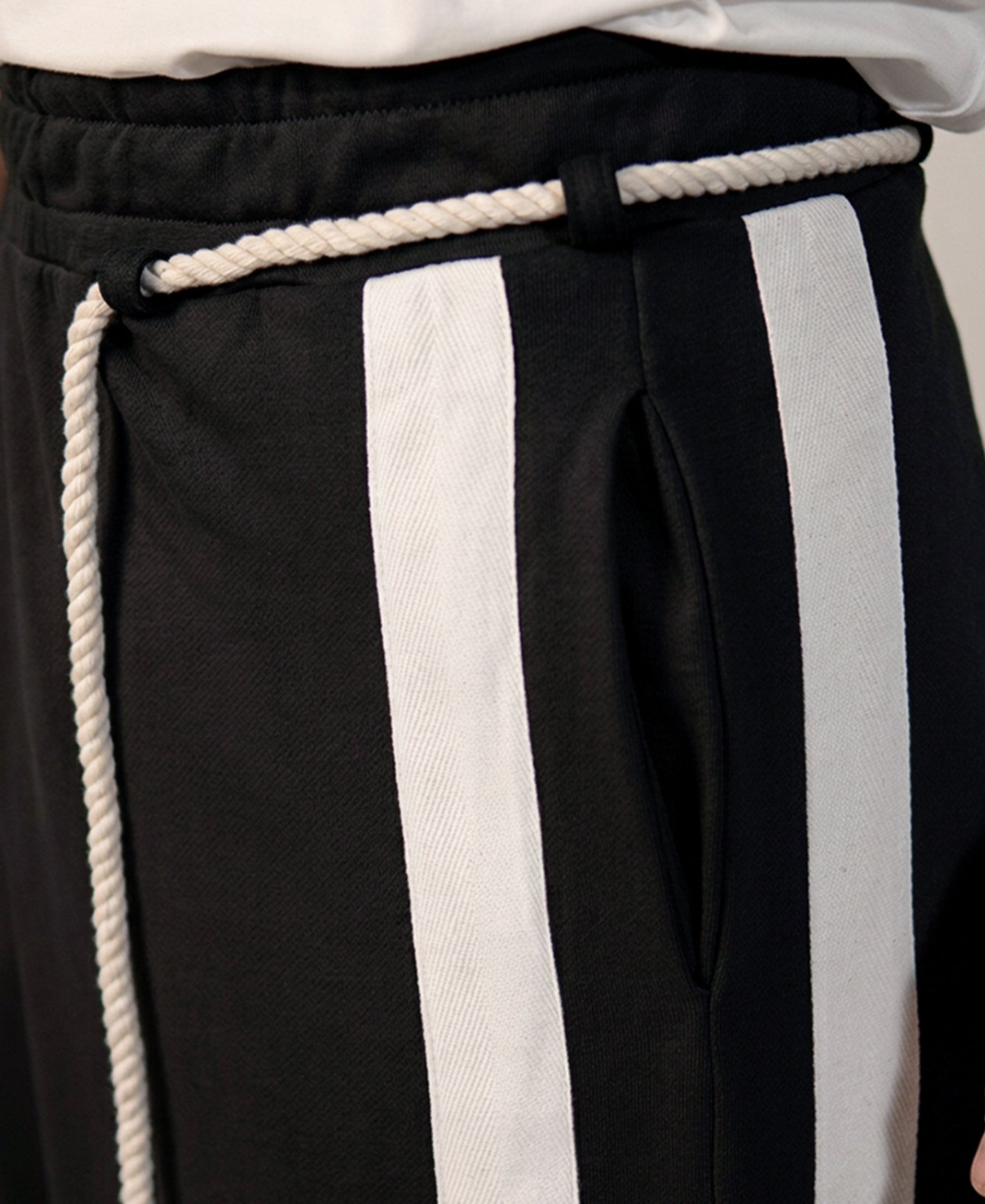 Black Panelled Barrel Fit Trackpant