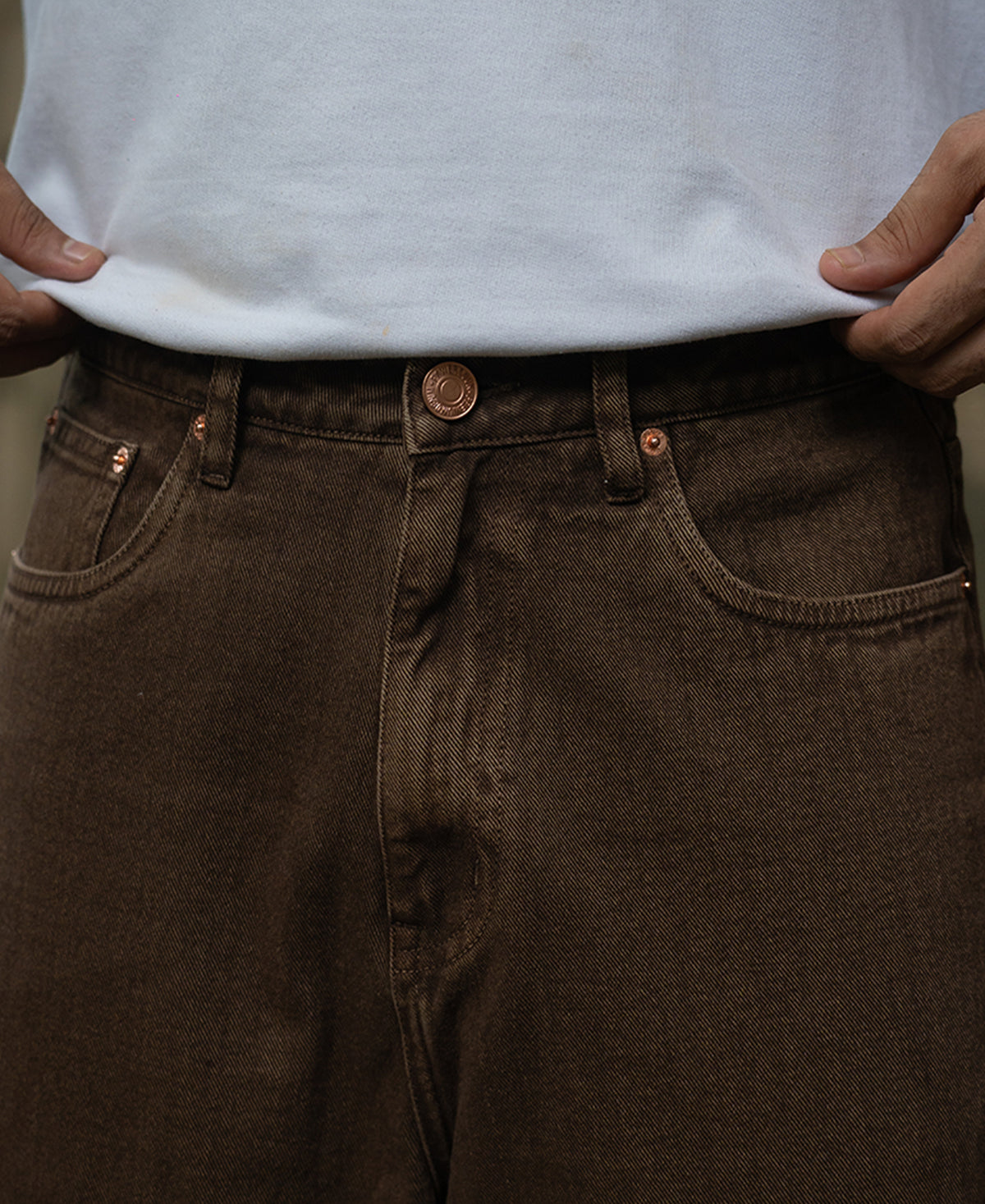 Light Brown Washed Baggy Jeans