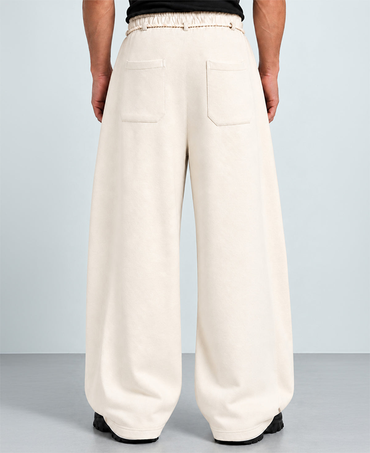 Cream Paneled Baggy Trackpant