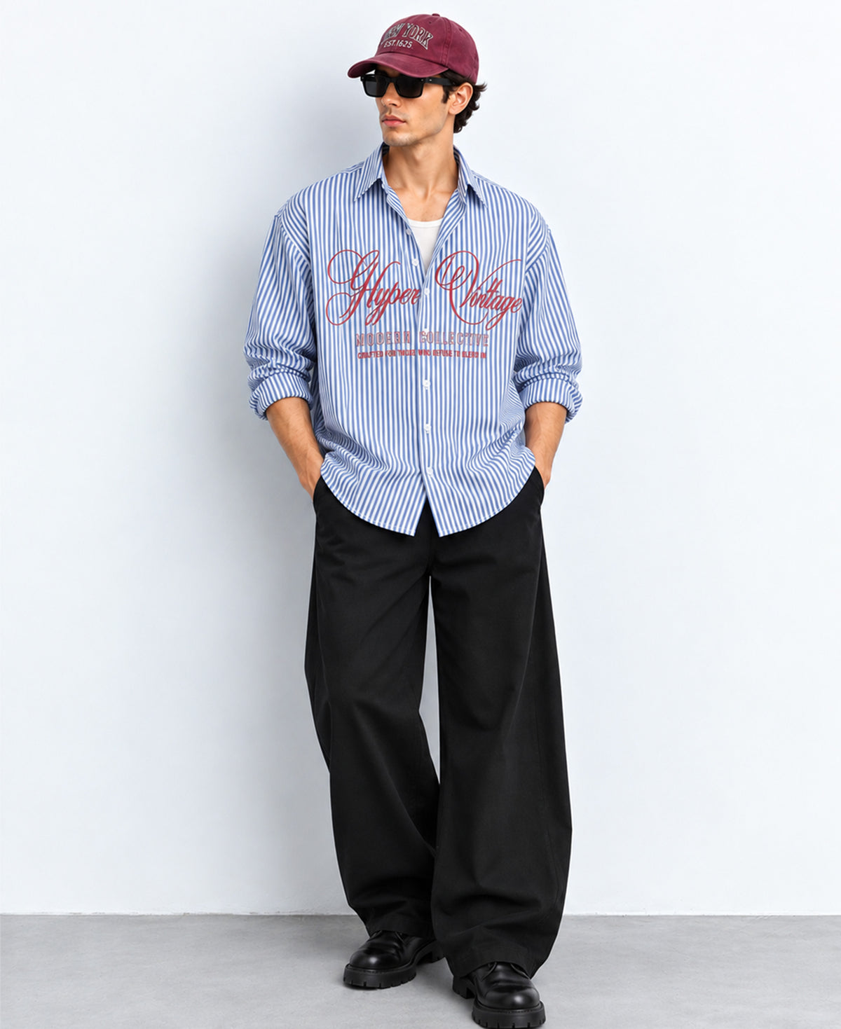 Blue Stripe Printed Cotton Shirt 100% Cotton