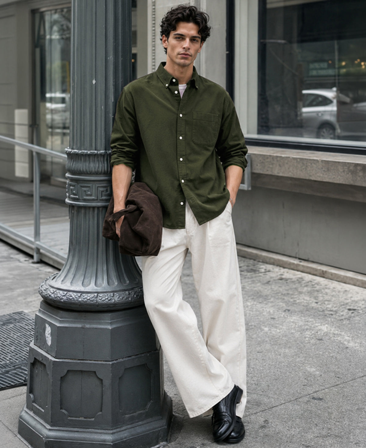 Olive Oxford Button Down Shirt
