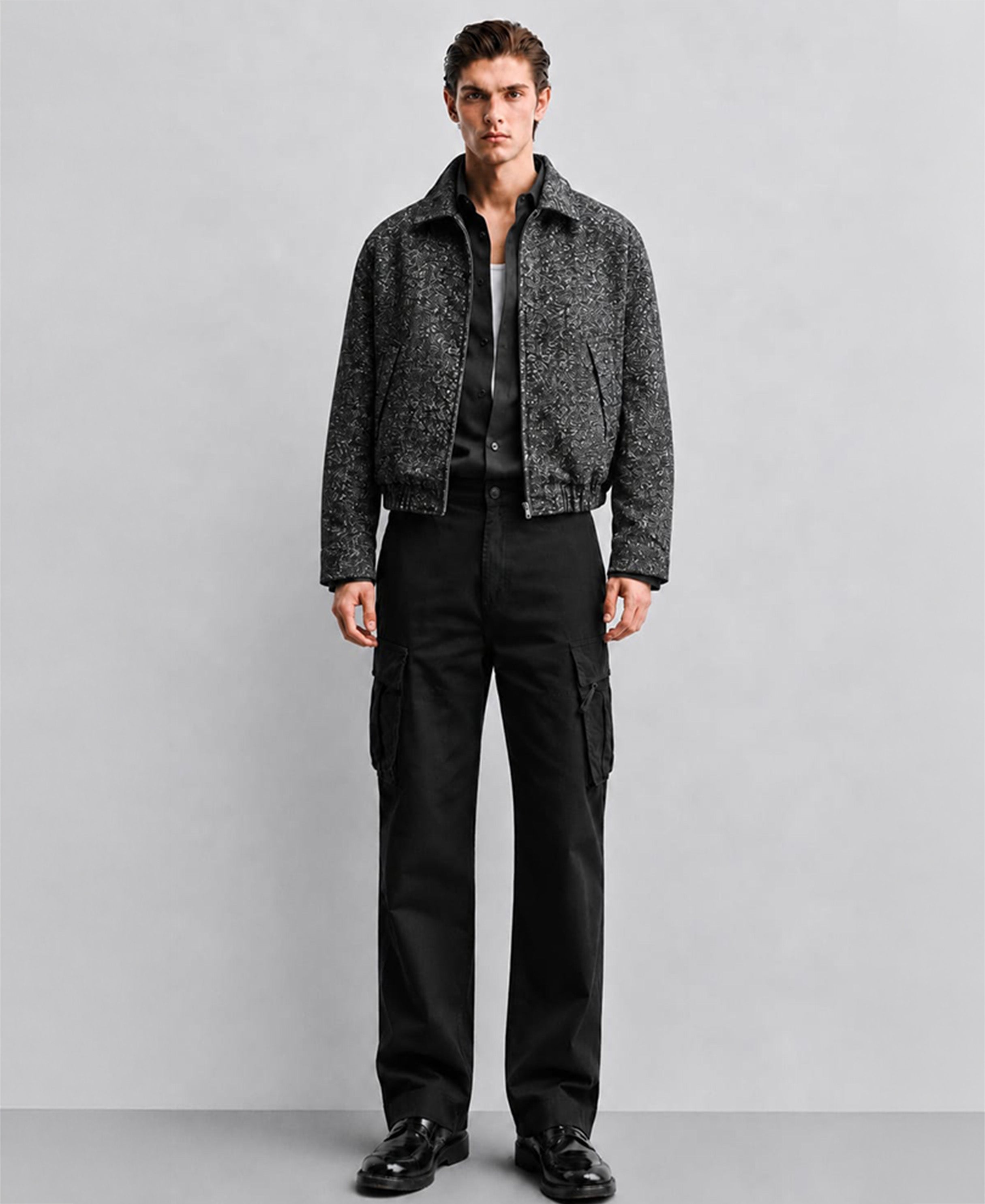 Black Regular Fit Cotton Utility Cargo Pant