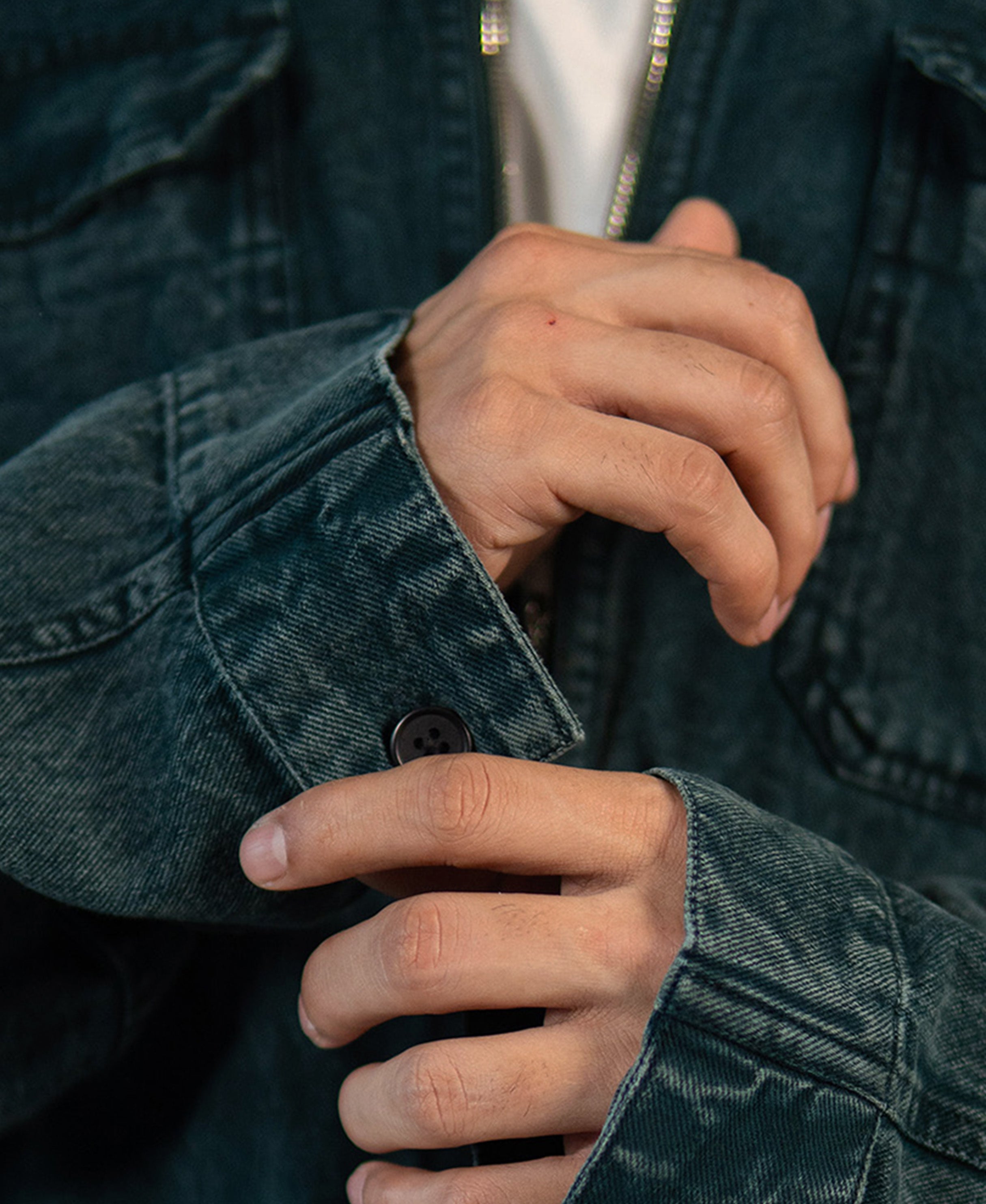 Dark Teal Washed Denim Overshirt