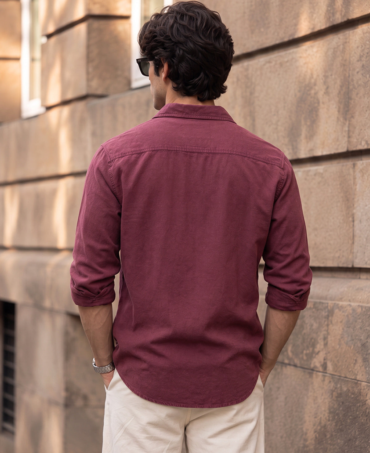 Burgundy Washed Structure Shirt 100% Cotton