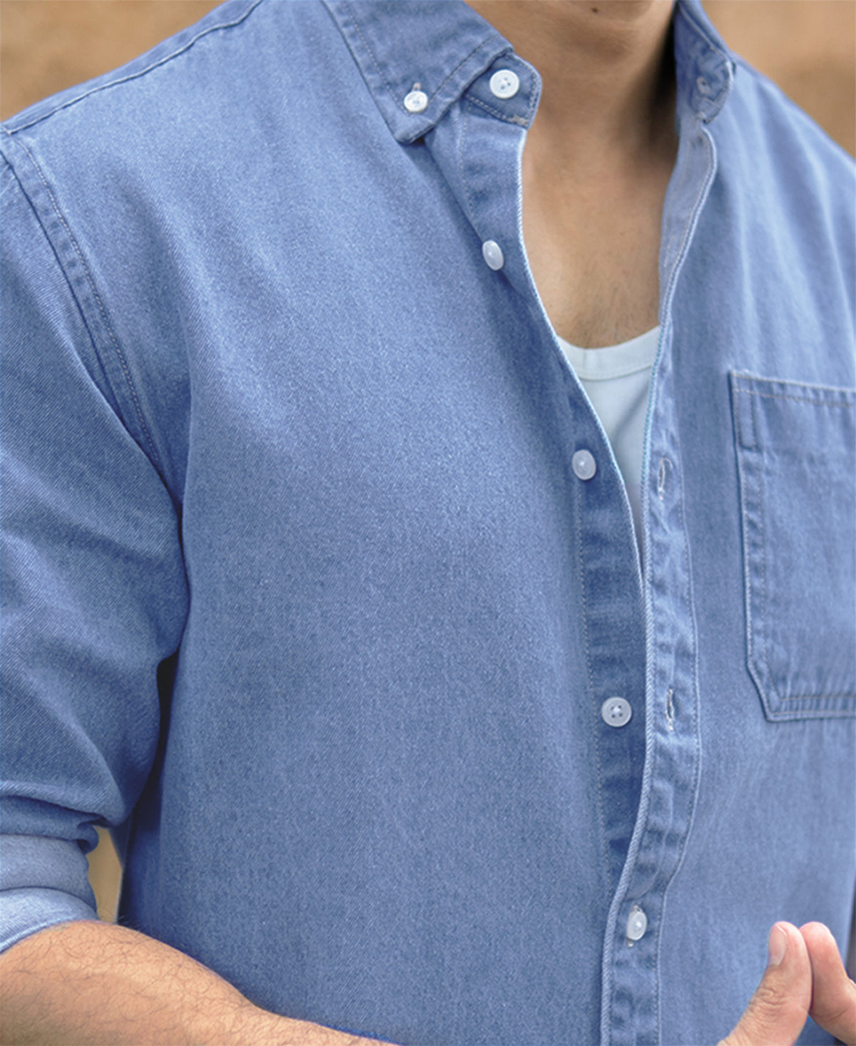 Blue Washed Denim Shirt
