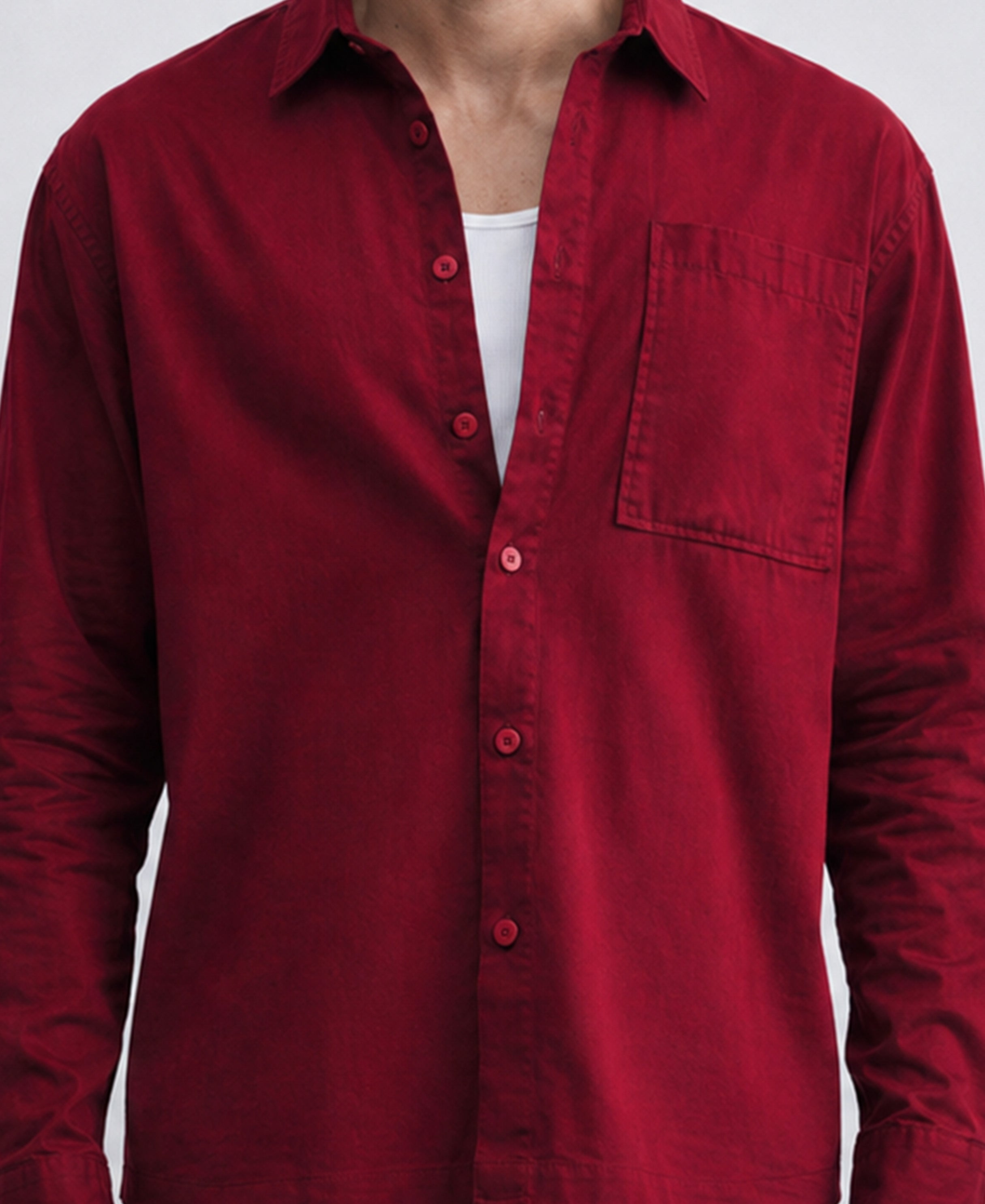 Red Structured Cotton Shirt
