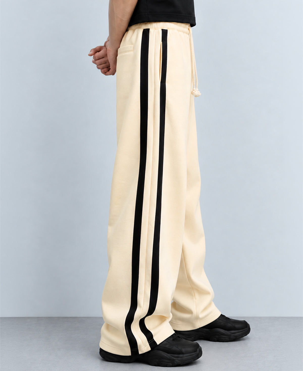 Cream Contrast Detail Trackpants