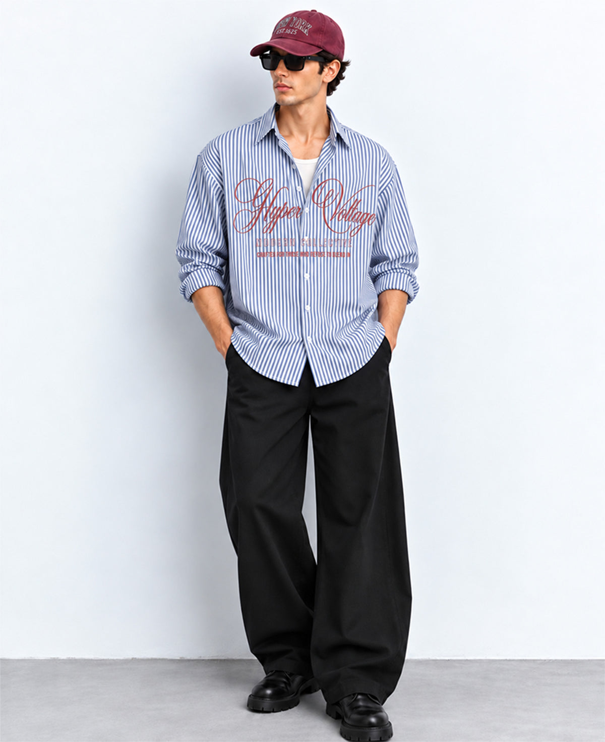 Blue Stripe Printed Cotton Shirt 100% Cotton