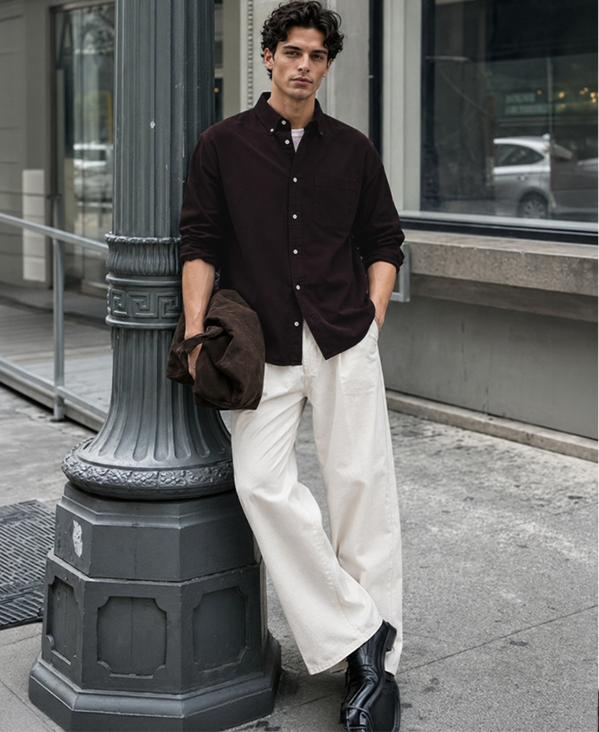Wine Oxford Botton Down Shirt