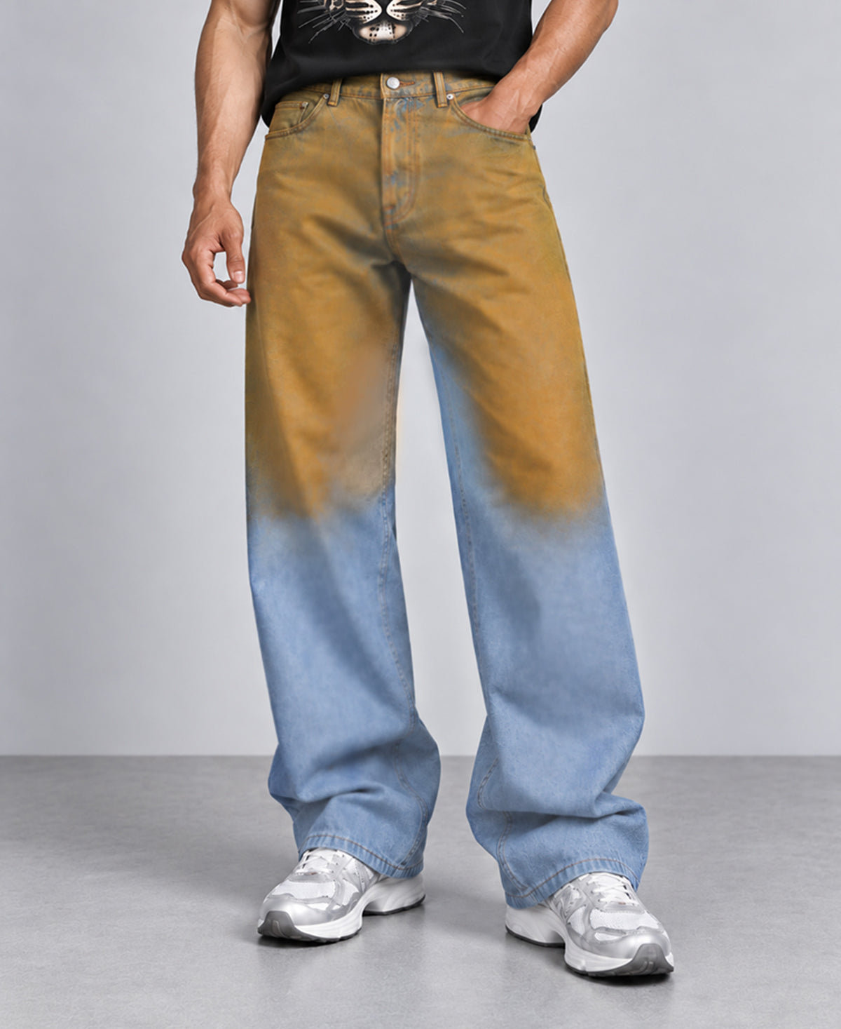 Blue Sprayed Baggy Jeans