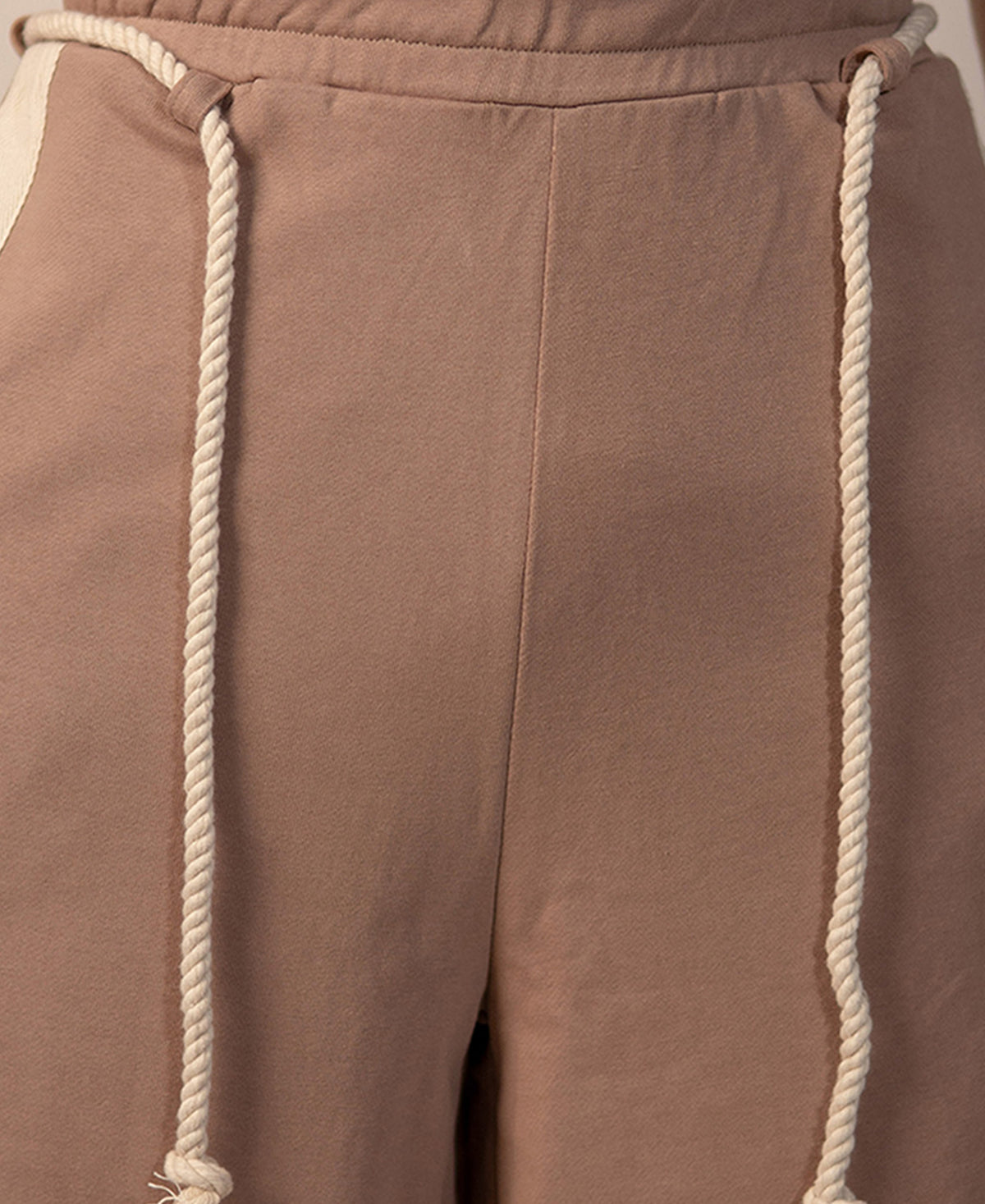 Beige Panelled Barrel Fit Trackpant