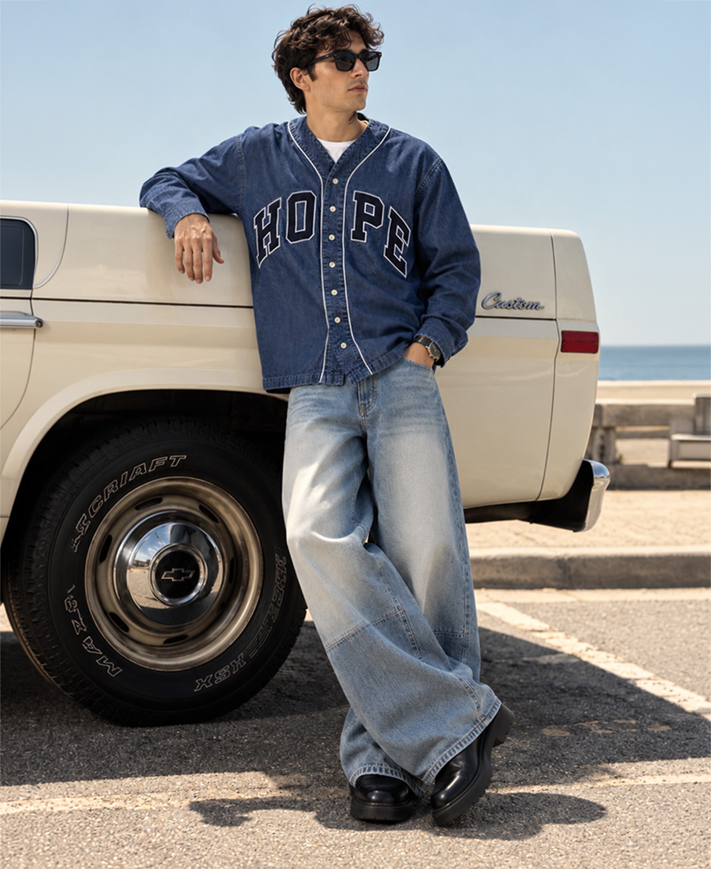 Buy Indigo Embroidered Denim Cardigan for Men | POWERLOOK
