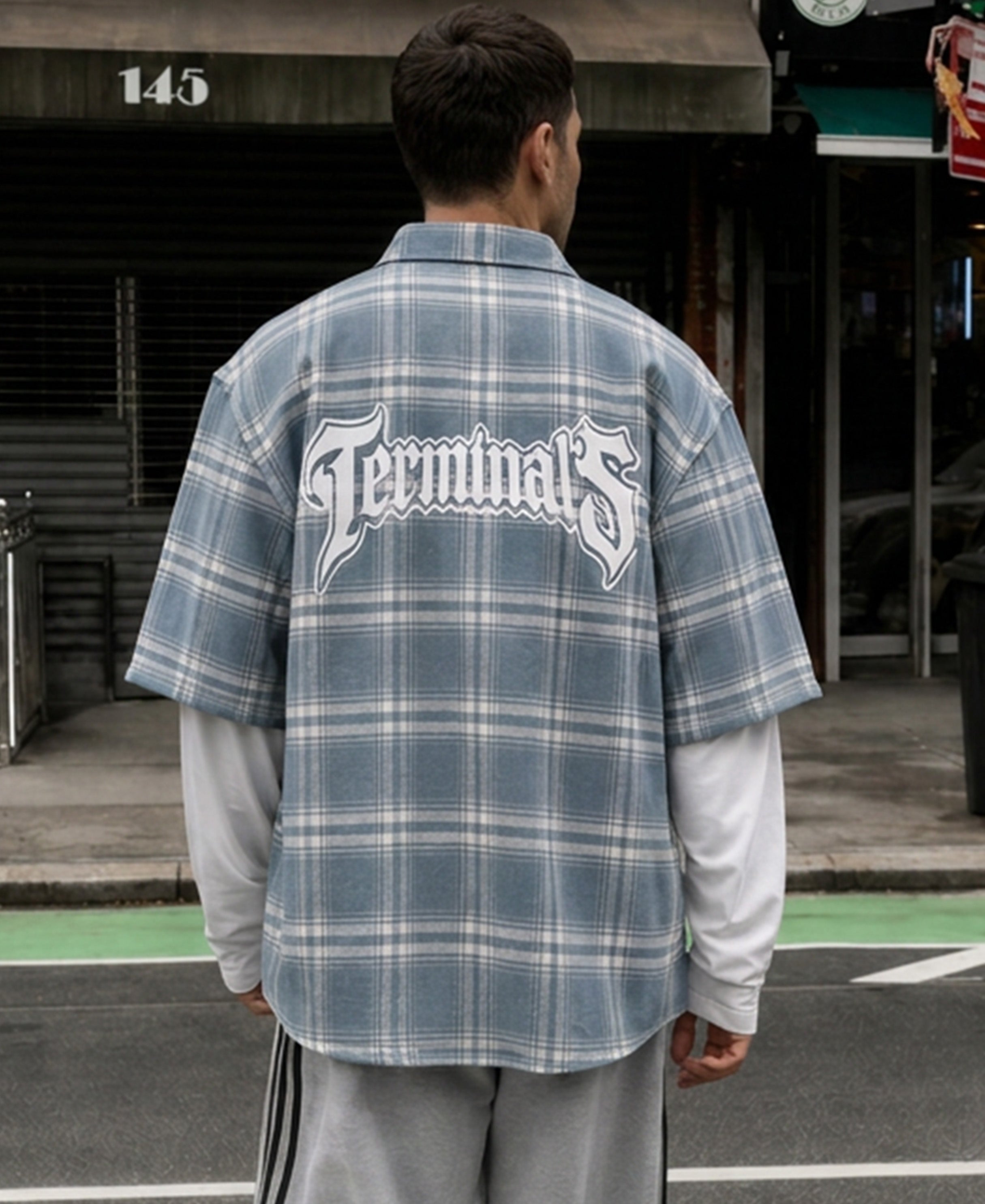 Grey Sky Checks Doctor Sleeve Shirt