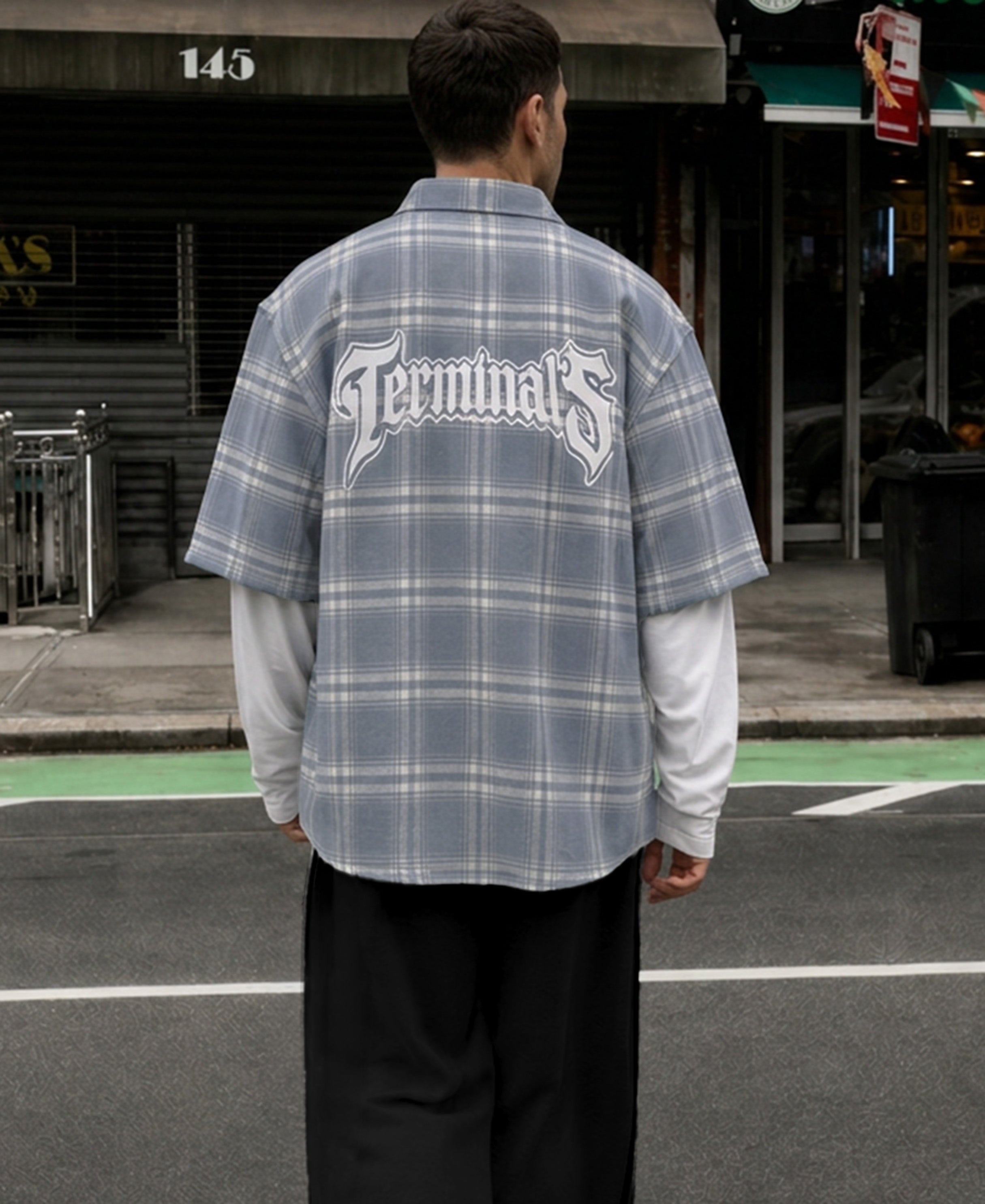 Grey Sky Checks Doctor Sleeve Shirt
