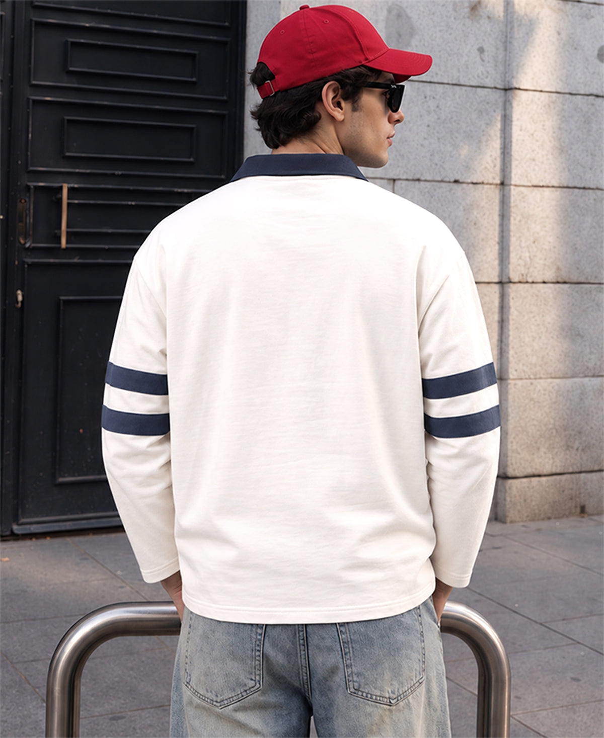 Cream Printed Zipper T-Shirt 100% Cotton