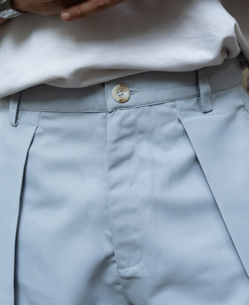 Grey Pleated Baggy Trousers