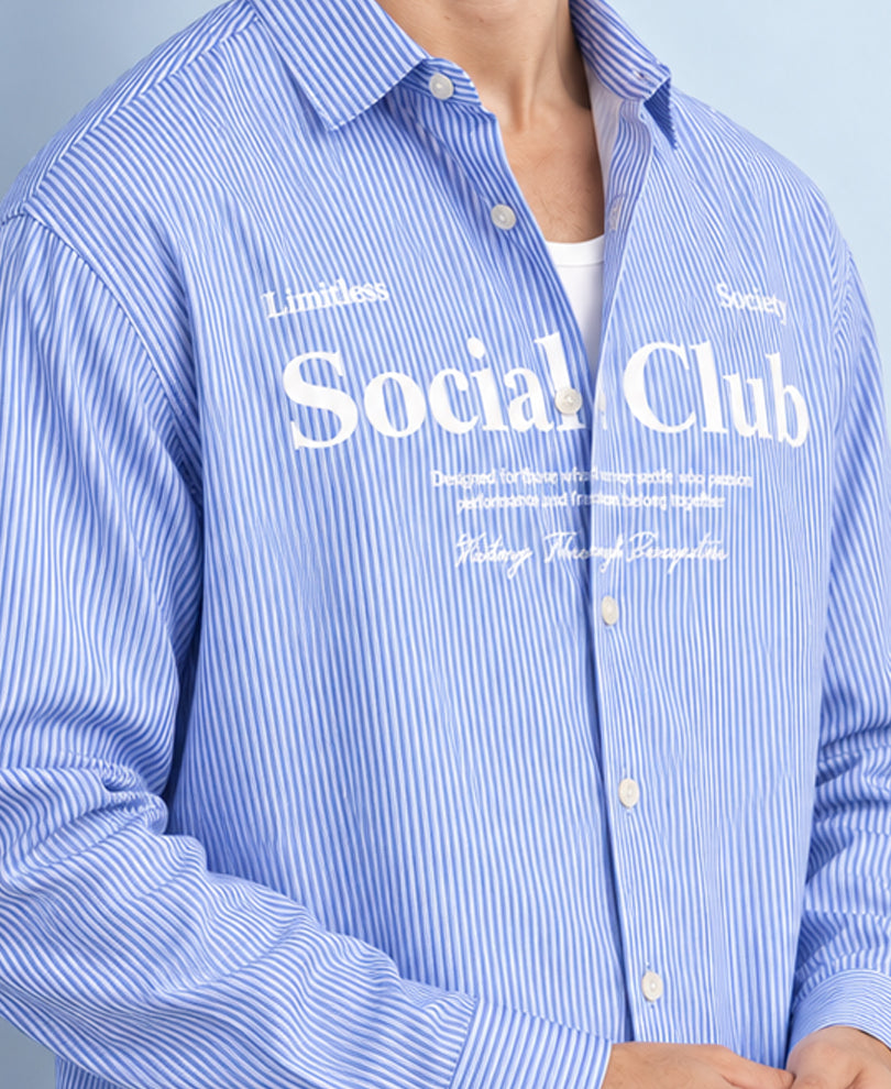 Blue Printed Stripe Shirt