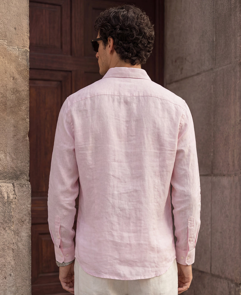 Light Pink 100% Linen Shirt