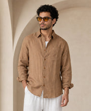 Light Brown 100% Linen Shirt