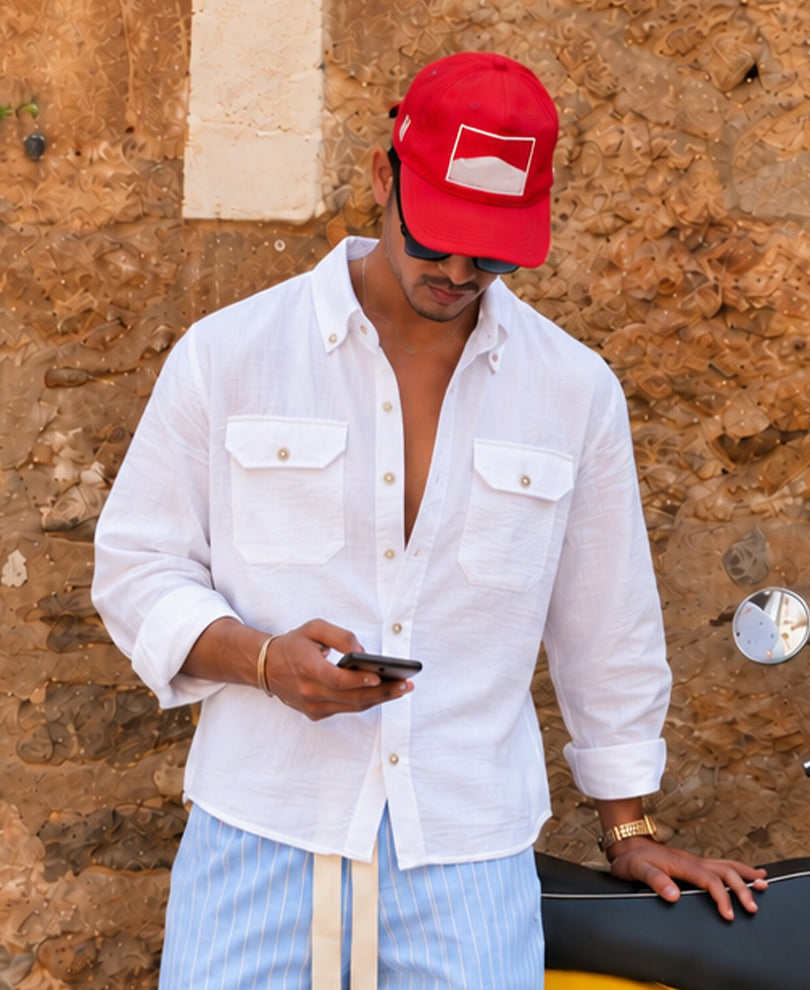 White Regular Fit Full Sleeves Shirt 100% Cotton