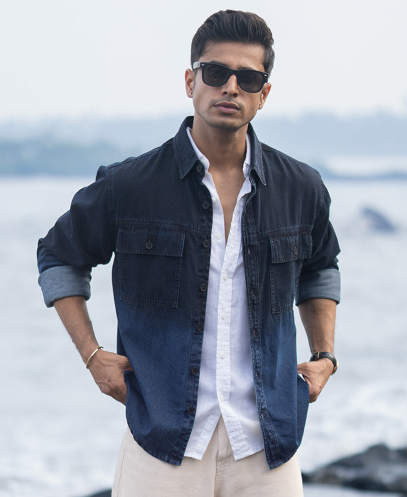 Navy Overdyed Structure Shirt