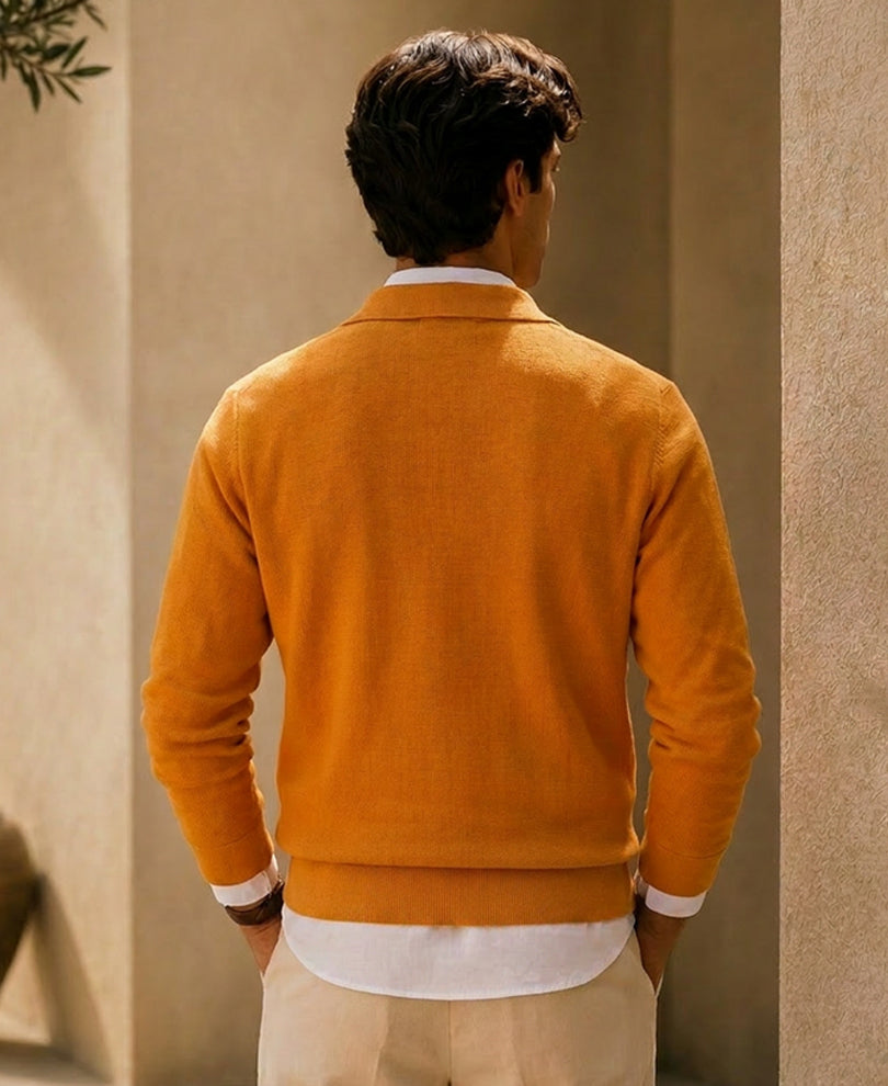 Mustard Contrast Collar Polo T-Shirt 100% Cotton