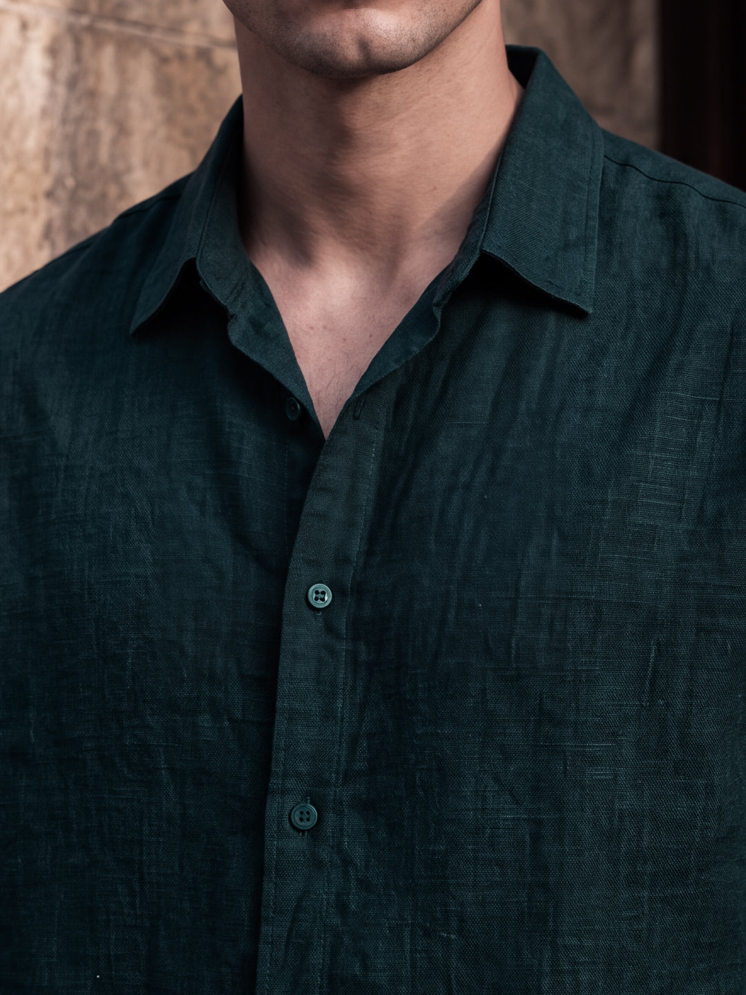 Teal Blue 100% Linen Shirt