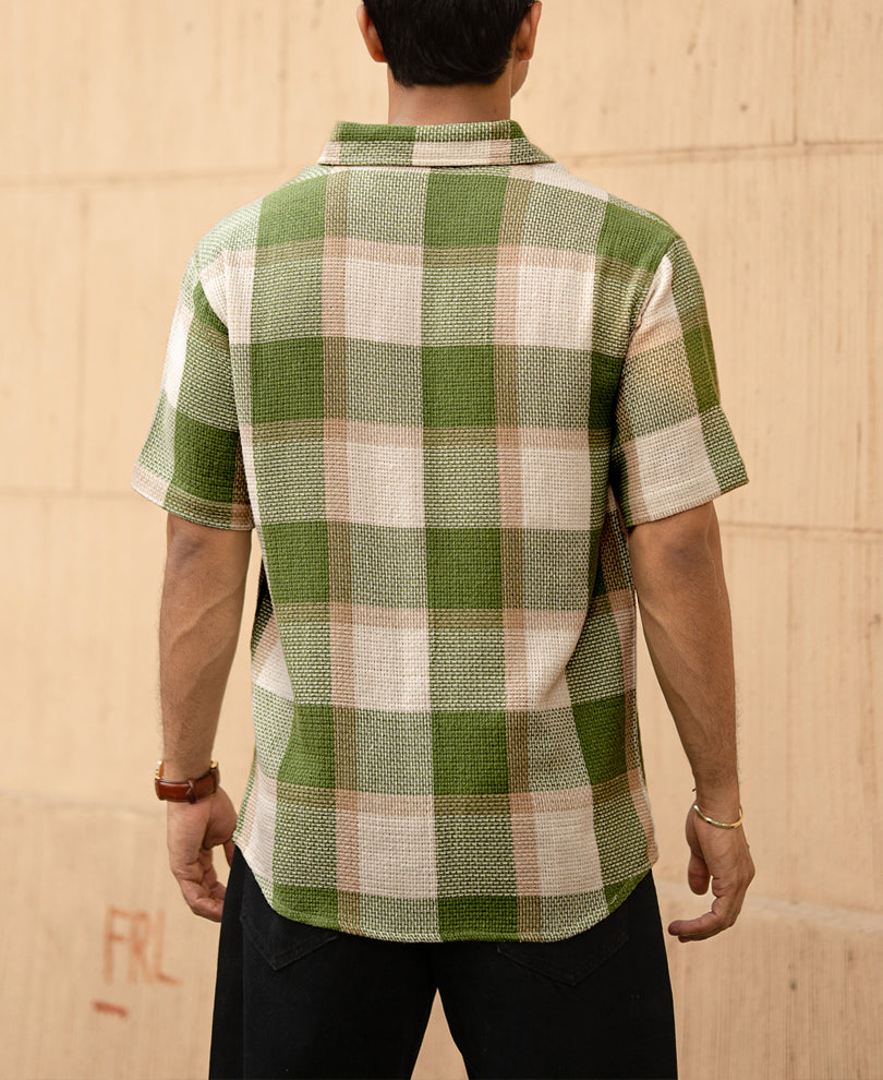 Green Structured Checks Shirt.