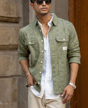 Green Printed Structure Shirt.