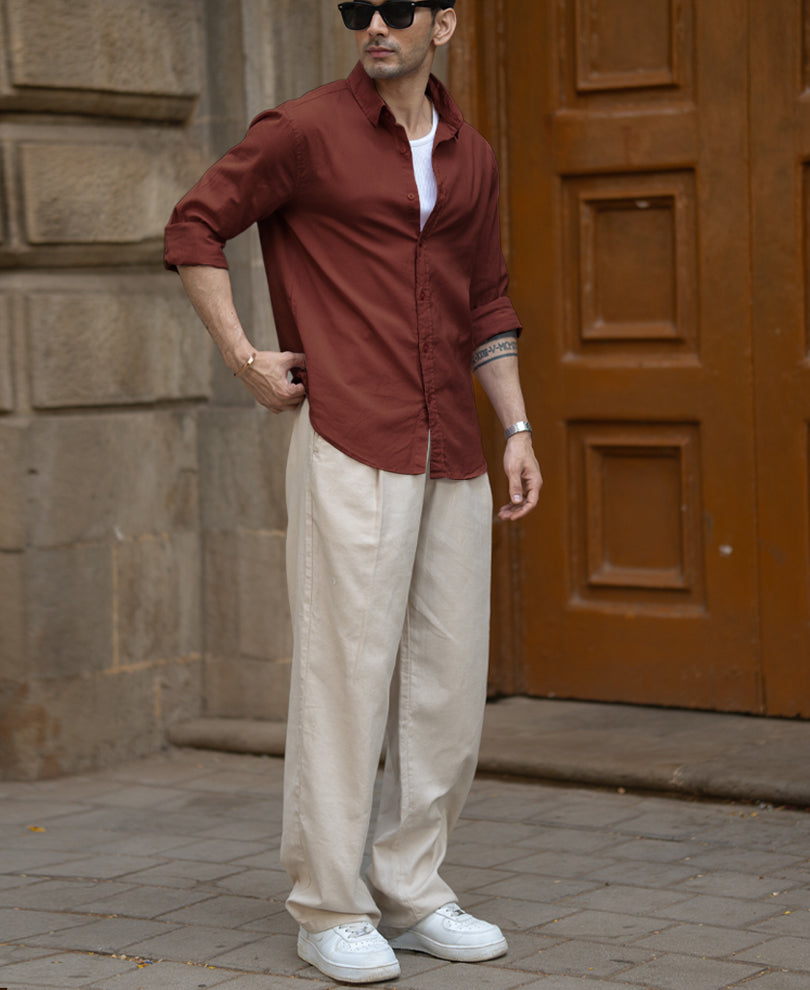 Light Wine Linen Blend Shirt