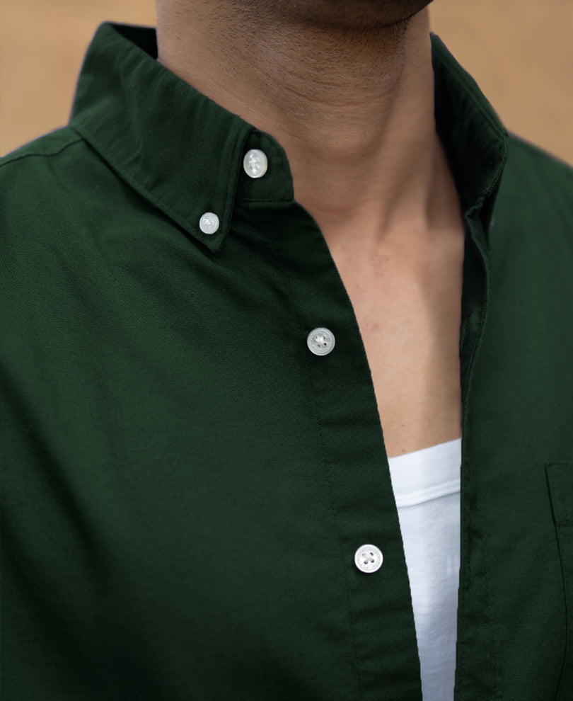 Emerald Green Cotton Oxford Shirt.