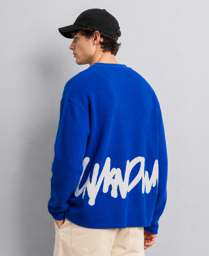 Royal Blue Printed Structure T-Shirt
