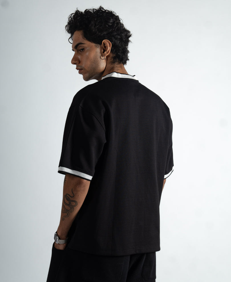 Black Embroidered Knit Shirt