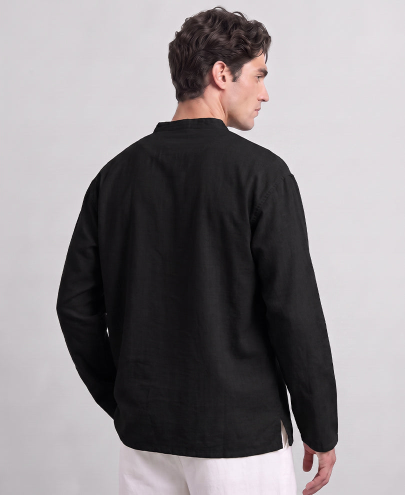 Black Linen Kurta Shirt