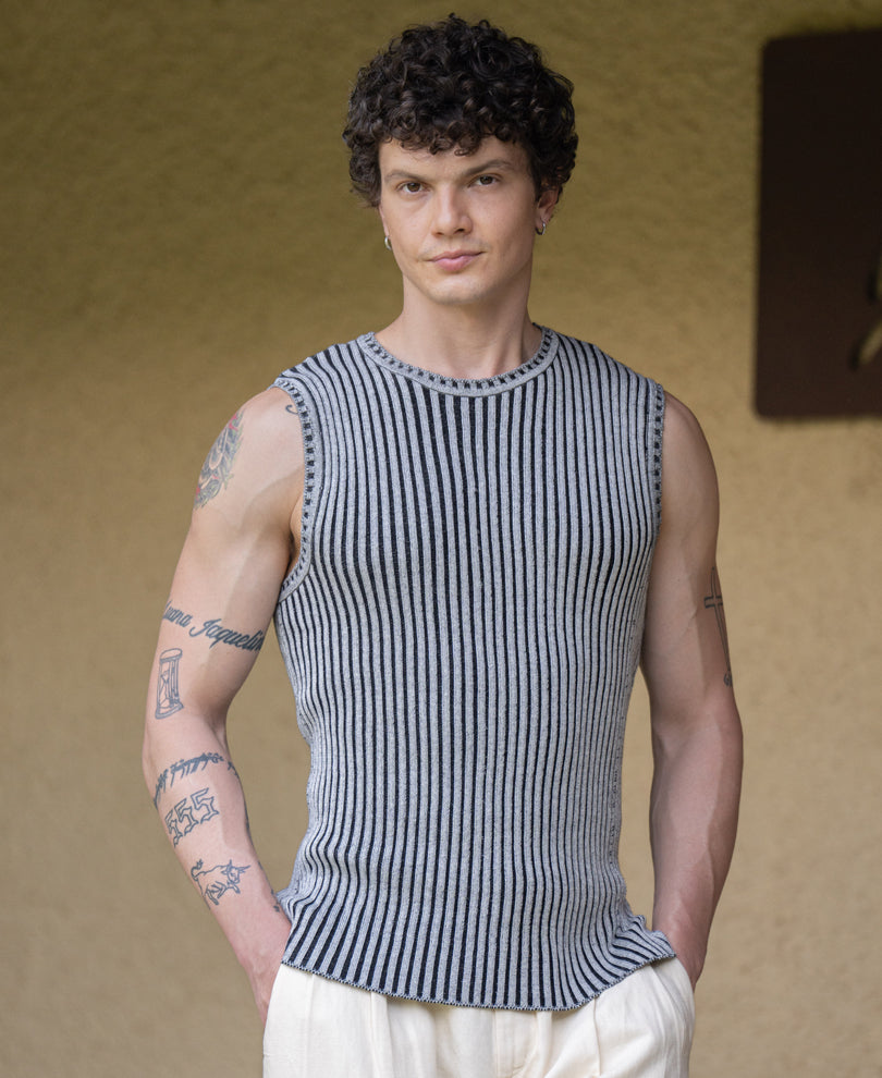Grey Rib Knit Vest