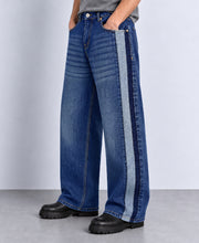 Blue Washed Paneled Denim Jeans