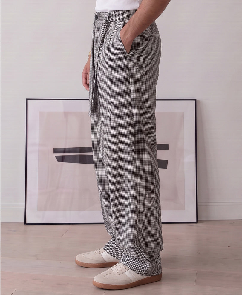 Black And White Micro Checks Trousers