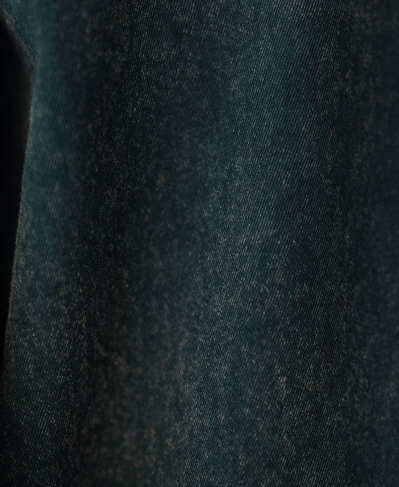 Teal Washed Denim Zipper Shirt