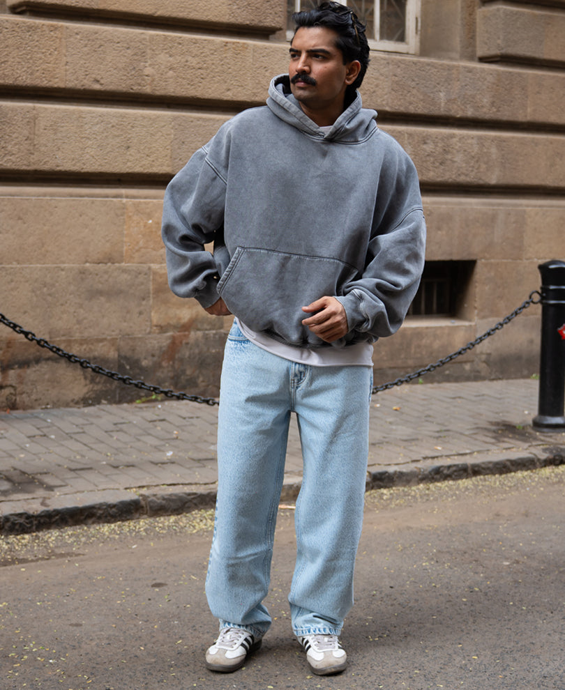 Light Blue Washed Baggy Jeans.