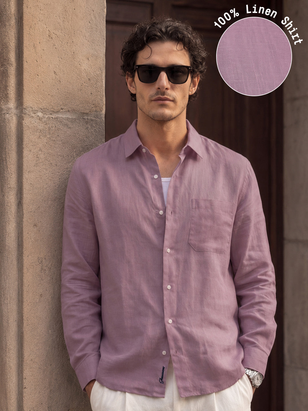 Mauve 100% Linen Shirt