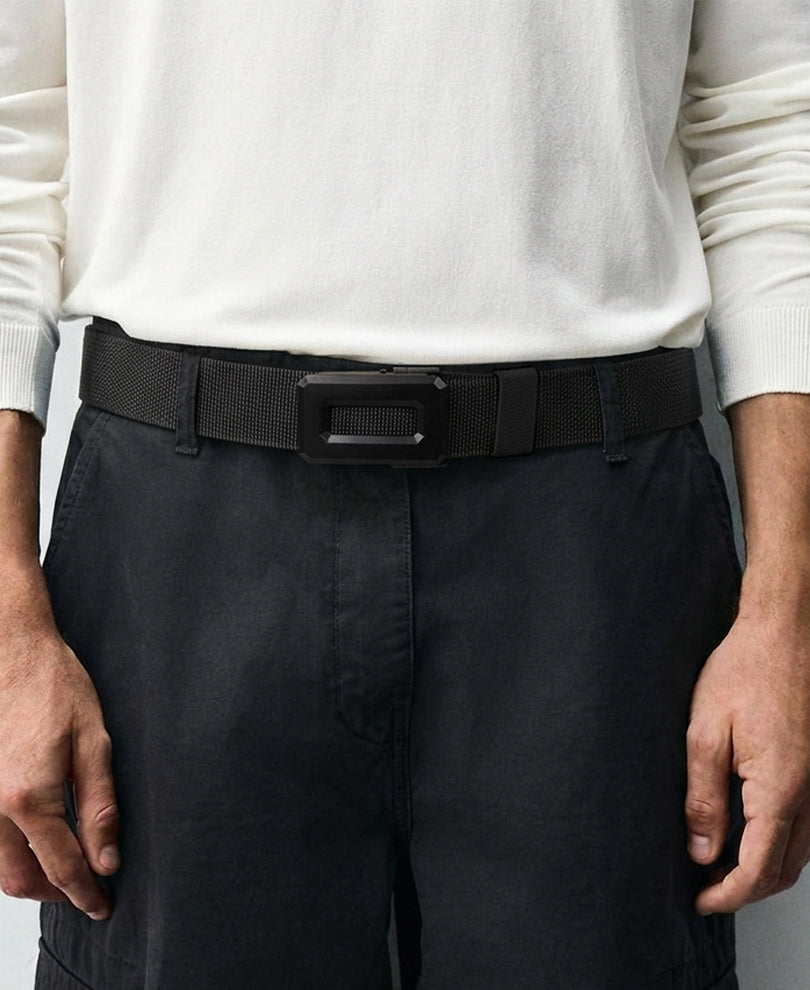 Sand & Black Reversible Webbing Belt