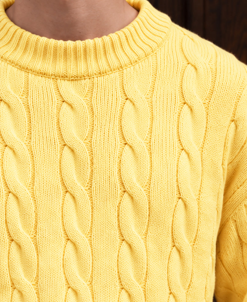Yellow Cable Knit Sweater